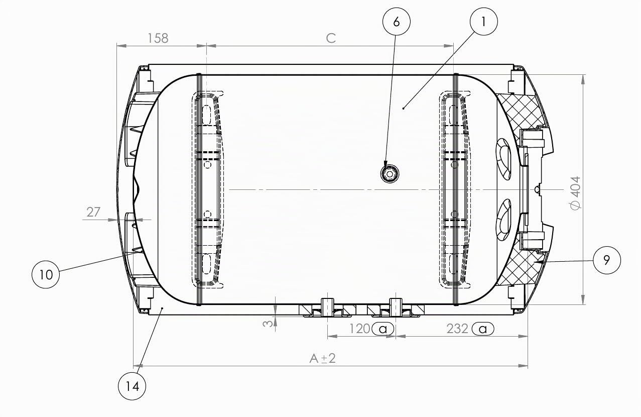horizontal wandhängender Elektro Warmwasserspeicher Boiler 3000 Watt - 2fach emailliert Antikalk Beschichtung - 150 L Liter