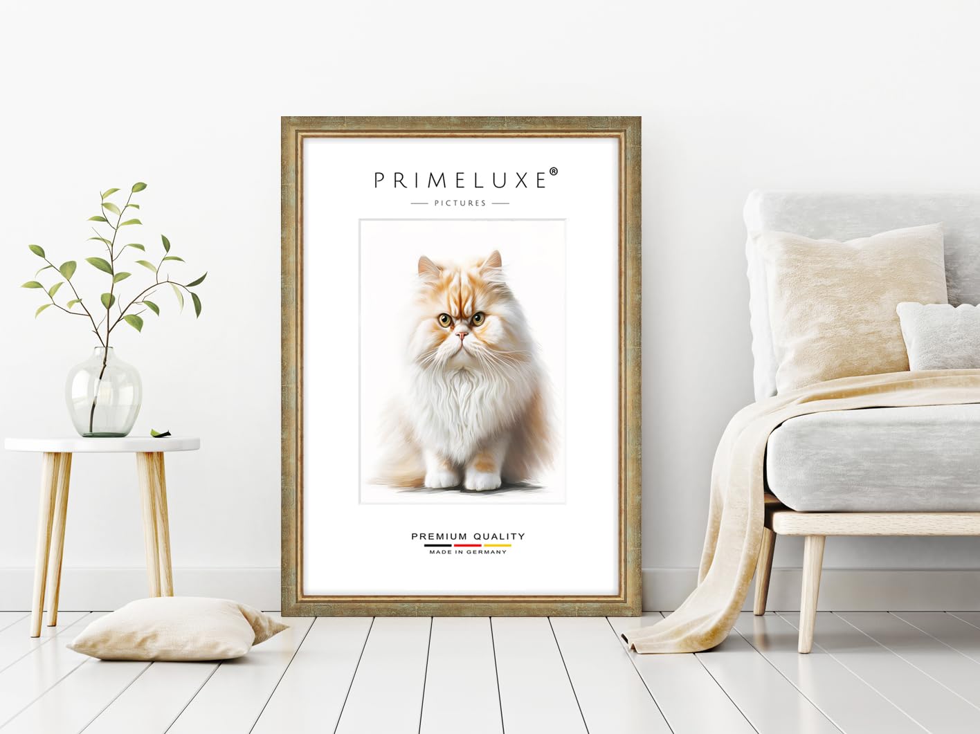 PrimeLuxe Cornice portafoto in legno massiccio, realizzata su misura, 80 x 100 cm, in oro turchese, dimensioni a scelta, con vetro acrilico antiriflesso, cornice per poster, puzzle, collage