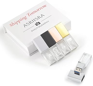 Custom Your Wedding Crystal USB 3.0 Flash Drive for Storing Photo/Video, 64GB High-Speed Pendrive with Colourful LED Light Used in Photography/Wedding Day- Printing Personalized Words or Logo