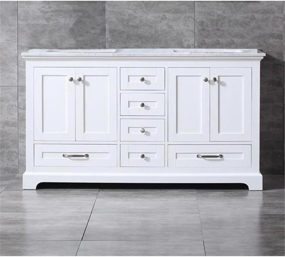 Dukes 60 in. W x 22 in. D White Double Bath Vanity and Carrara Marble Top