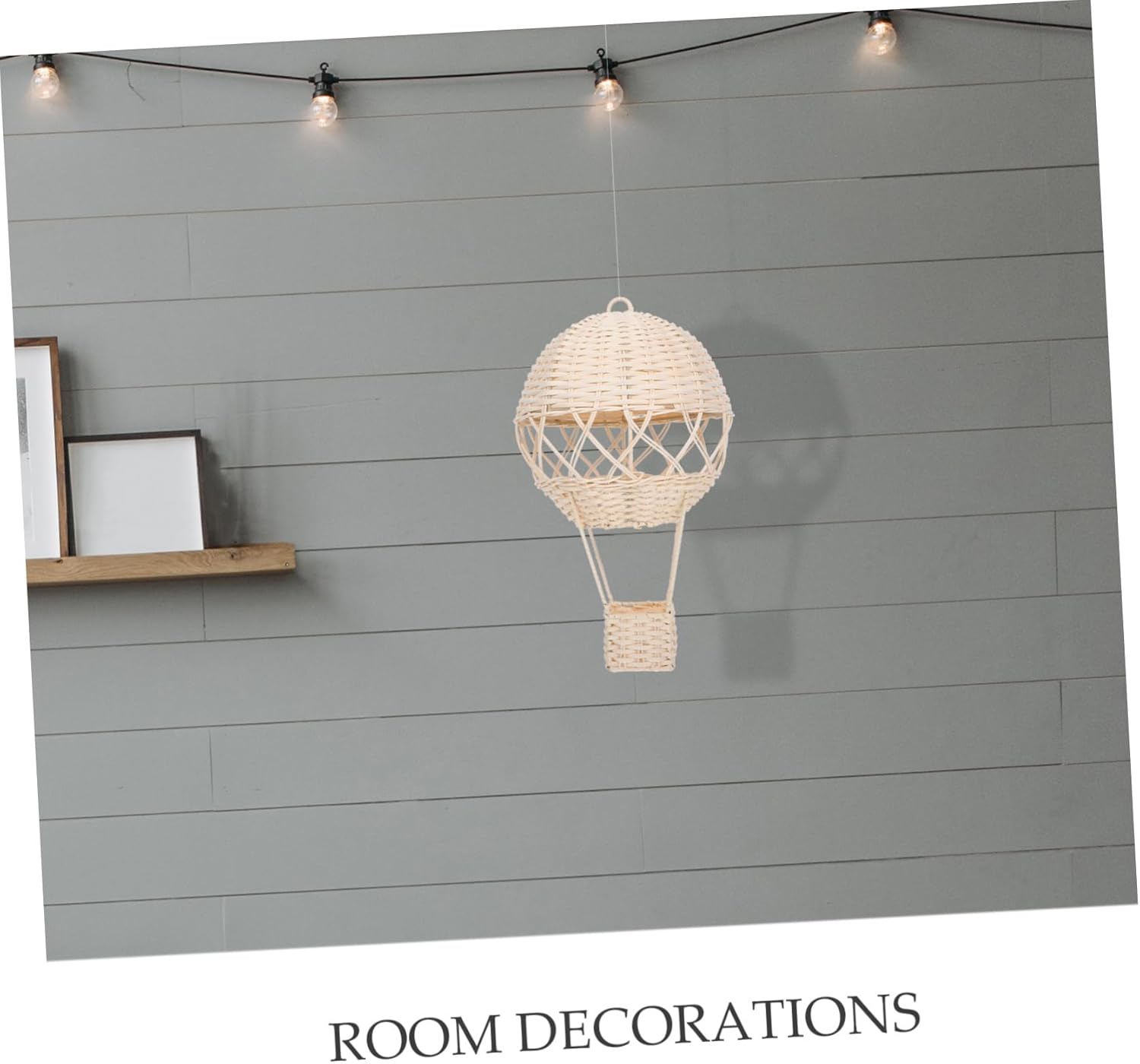 Unomor Handwoven Rattan Hot Air Balloon Light Shade Unique Wicker Wall Hanging Art for Boy Girl Room Decoration Versatile Use As Lamp Shade Decorative Wall Hanging Artisan Quality Home