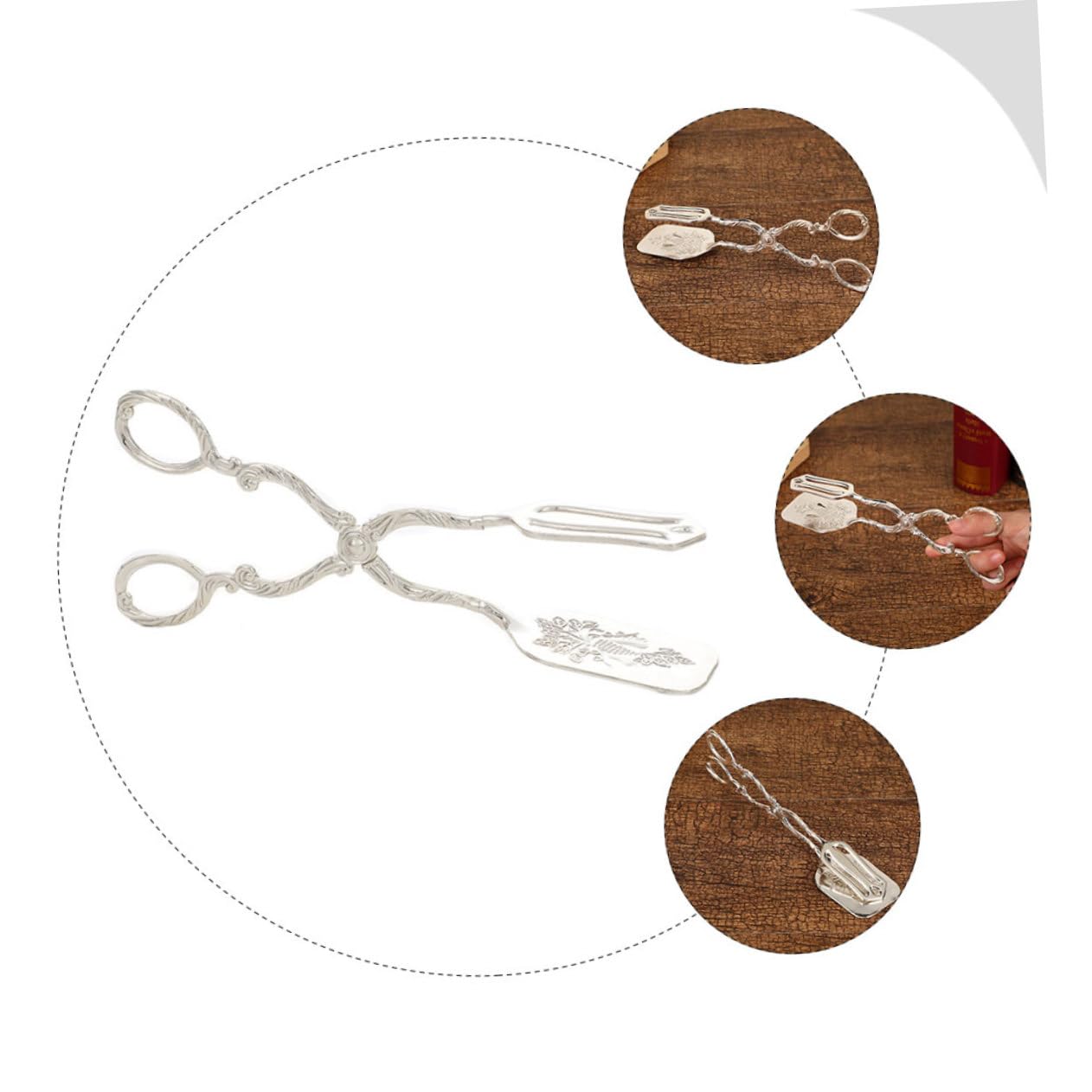 DECHOUS 3 Pz Porta torta europeo utensili da cucina pinze da portata a forma di forbice MORSETTO cibo set cucina gadget cucina pinze metalliche pinza da cucina multifunzione lega Silver
