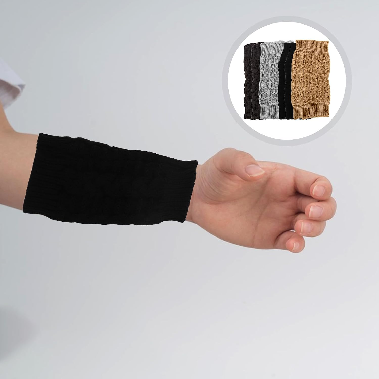 Outanaya 8 Pairs Women’s Half Fingerless Gloves Knitted Wool Mittens Wrist Warmers Soft Cold Weather Hand Warmers for Writing and Outdoor Use