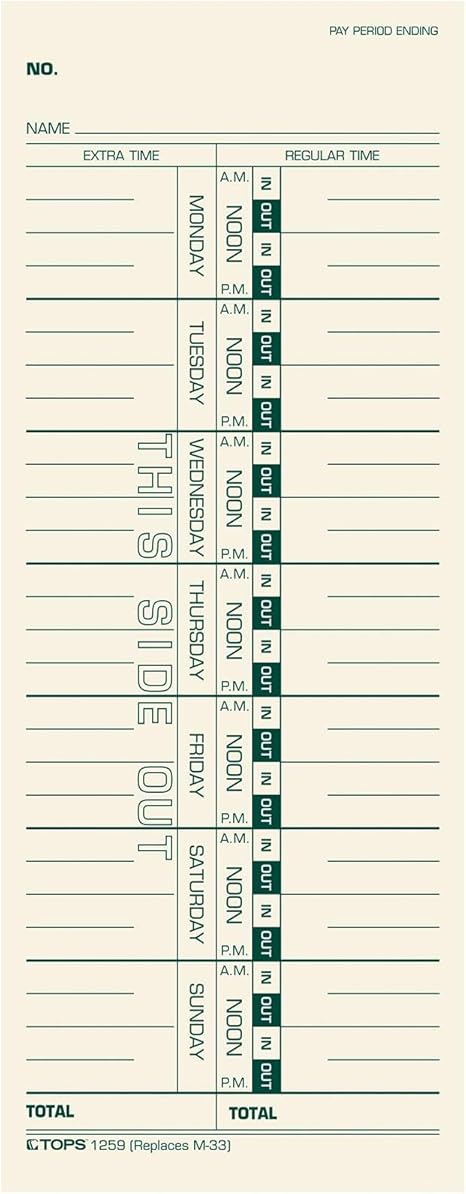 TOPS Weekly Employee Time Cards - One Sided Time Tracking Cards, Green Ink Print, 9" x 3.5", Manila Stock, Payroll Attendance Record, Ideal for Small to Large Businesses - 500 Cards (Pack of 1)