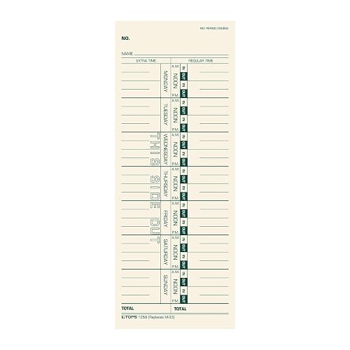 TOPS Weekly Employee Time Cards - One Sided Time Tracking Cards, Green Ink Print, 9" x 3.5", Manila Stock, Payroll Attendance Record, Ideal for Small to Large Businesses - 500 Cards (Pack of 1)