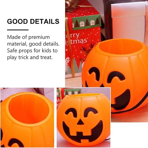 Miniatura 4 de ABOOFAN Cubo de calabaza de Halloween, 3 unidades, cubo de calabaza de Halloween, cubo de calabaza Jack O Lantern, cesta de dulces, suministros de