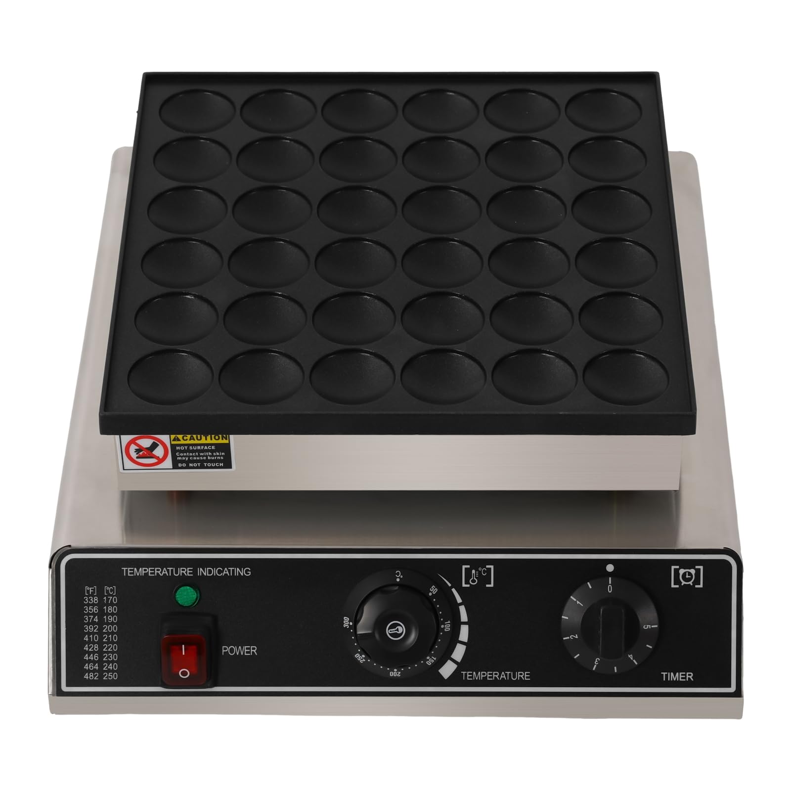 Mini tortitas holandesas de 36 agujeros, para hacer panqueques profesionales, redondos, acero inoxidable, antiadherente, 50 – 300 °C, 2 – 3 minutos, para panaderías, cafeterías, hogares