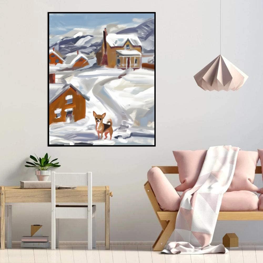 DIY Adult Paint by Number Kits Chihuahua Dog for Adults Beginners,Easy Acrylic Paint by Number,DIY by Numbers Kits on Canvas 12x16inch(30x40cm) Frameless