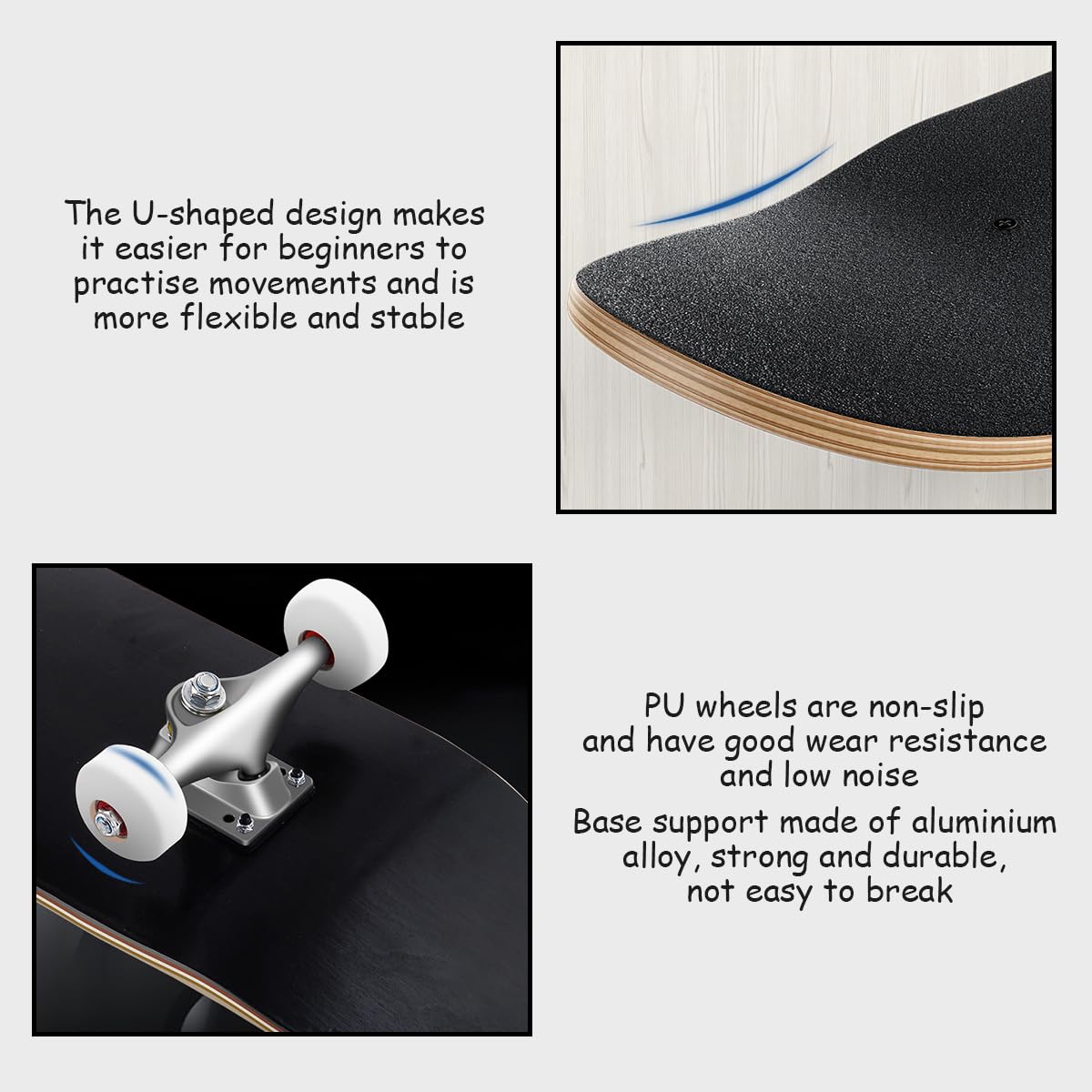 GYMAX Skateboard Complet de 78,7 x 20,3 cm avec roulements à Billes ABEC-7, Plateau en Bois d'érable à 7 Couches, Double Coup de Pied, Skateboard Standard pour Enfants, Adultes, débutants