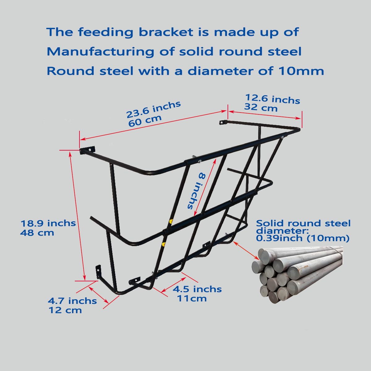 Hay Feeder Goat 18 Gallon Hay Rack,Heavy Duty Iron Wall Hay Rack for Sheep,Cattle,Livestock in Farm Indoor Outdoor Uses - image 3