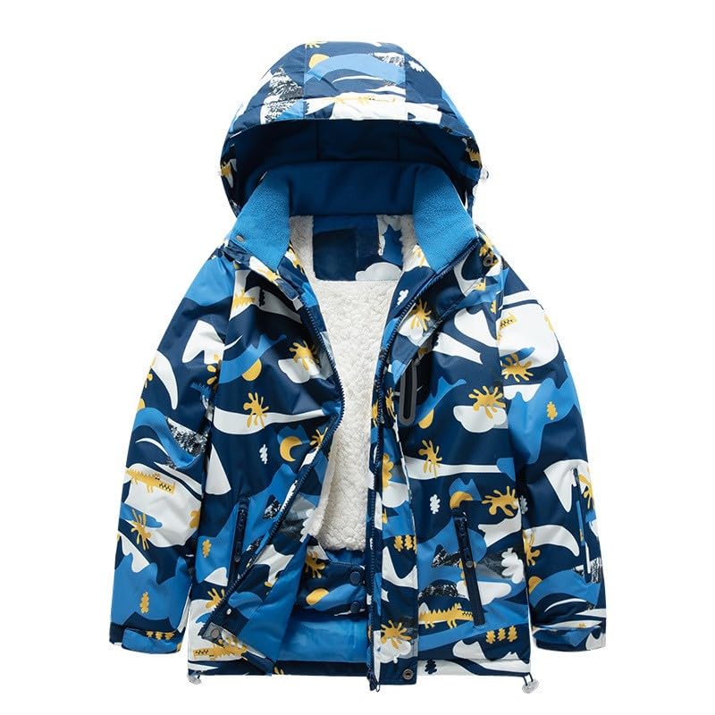 Boys 2-Piece Snow Pants Jacket Snowsuit Girl's Winter Skisuit Hooded Snowsuit Toddler Ski Jacket Snow Bib Pant2