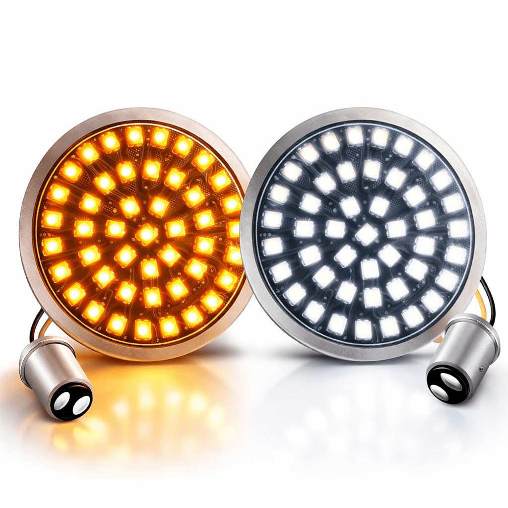 Eagle Lights Generation II Midnight Edition 2 Inch LED Front Turn Signals with White Running Lights Compatible with Harley Davidson Motorcycles - 1157 Base