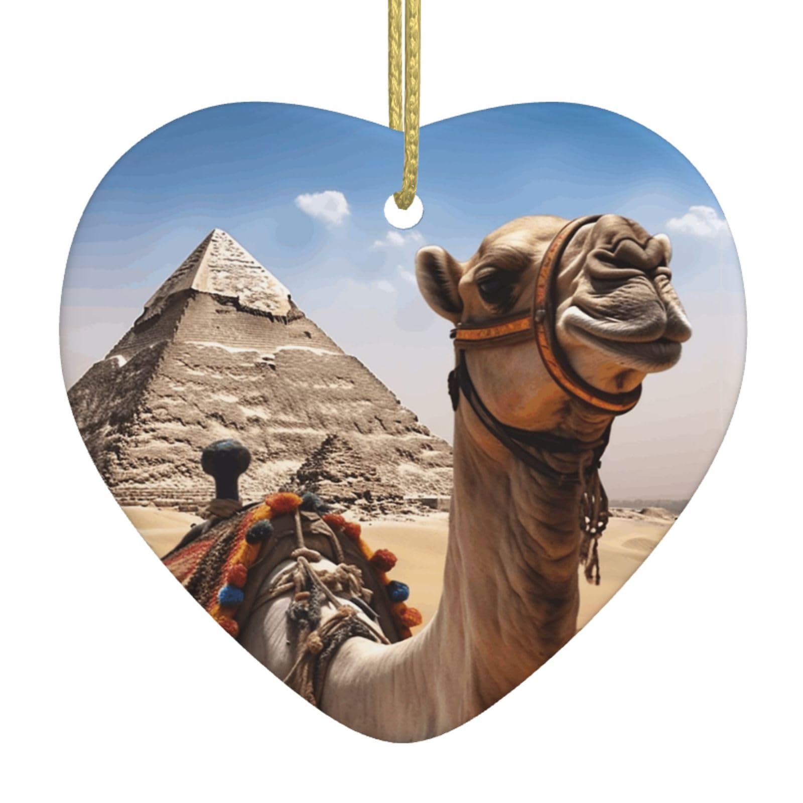 Fodpand Women's White Pyramid Camel Christmas Ornaments 2025, Gift Exchange For Men, Collectible Ceramic Ornament Heart Hanging Ornaments For Christmas Tree Decoration
