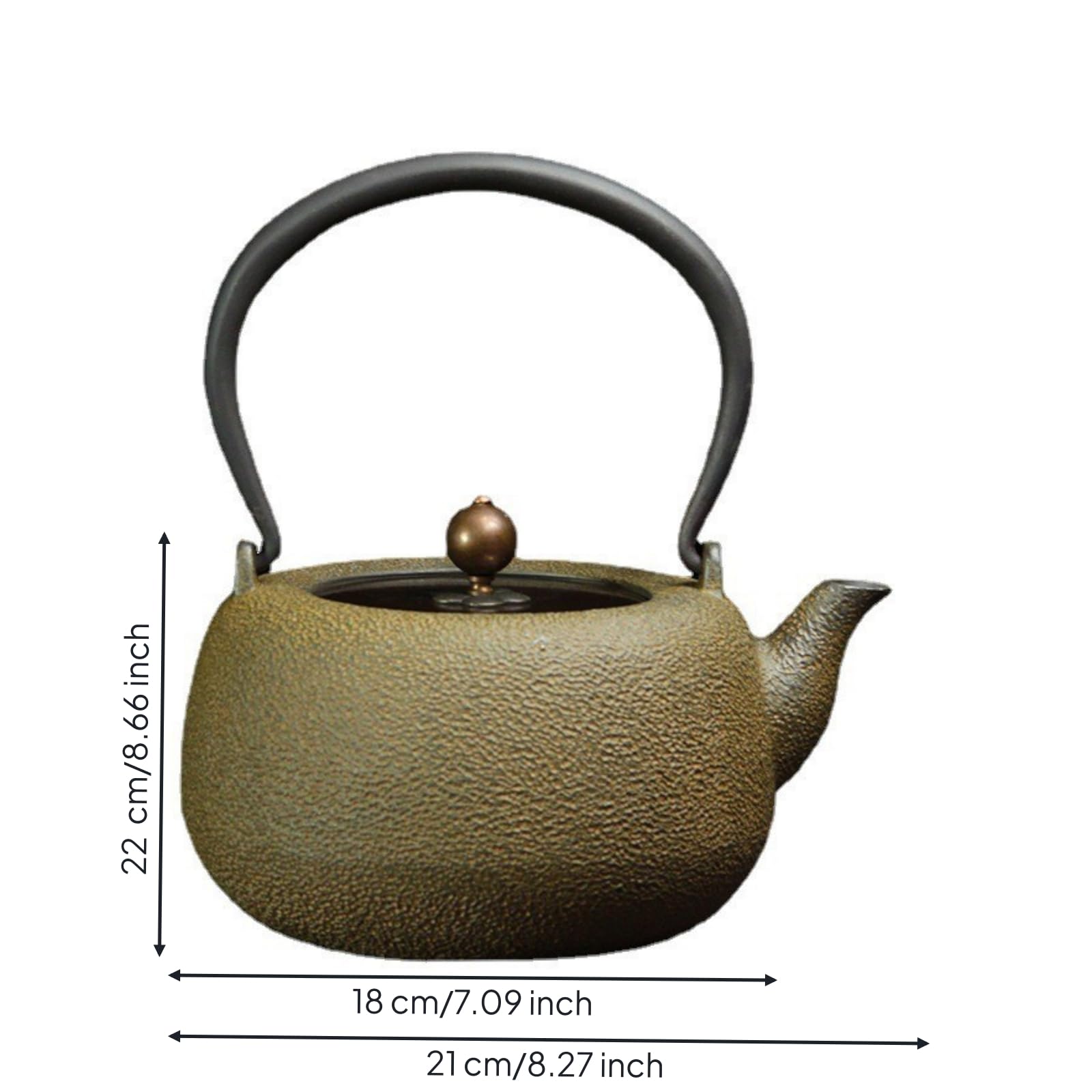Colcolo Tetera de Hierro Fundido Tetera Hervidor Jarra con Calentamiento Uniforme y Agarre Cómodo Adecuada para Té de Servicio, 1300ml, Sin Revestimiento