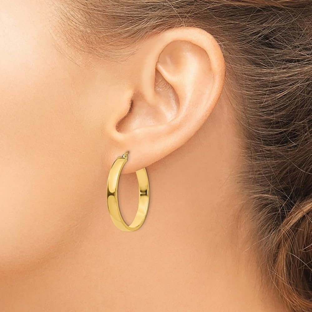 Amazon.com: 4.00mm 10k Solid Yellow Gold Polished Hoop
