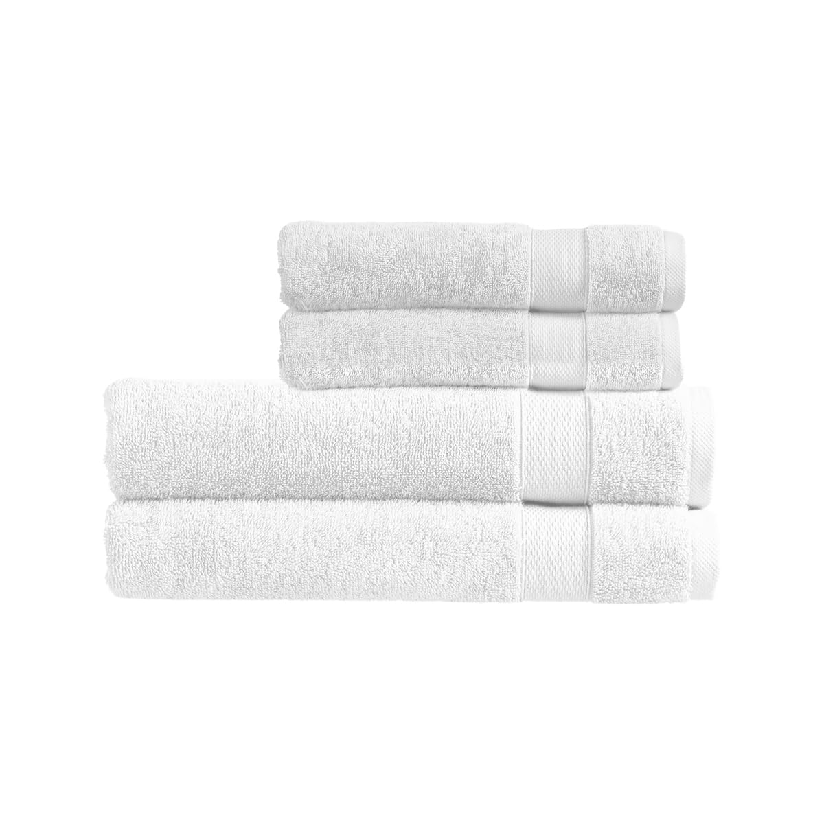 Christy Refresh Bath Towel Set | Set of 4 | 2 Bath Sheets 2 Hand Towels | Quick Dry | Gentle Pastel Tones | Soft Absorbent Bathroom Towels | 100% Cotton 550GSM | White