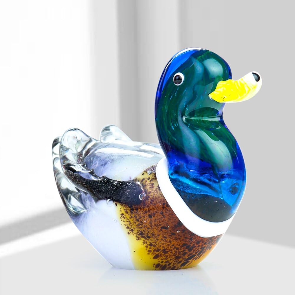 Amazon.co.jp: 多色着色釉素敵なアヒル白鳥動物クリスタルガラス工芸品