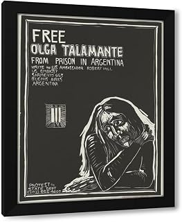 Rachael Romero 36x47 Huge Black Modern Framed Art Print Titled: Free Olga Talamante from Prison in Argentina (1975)