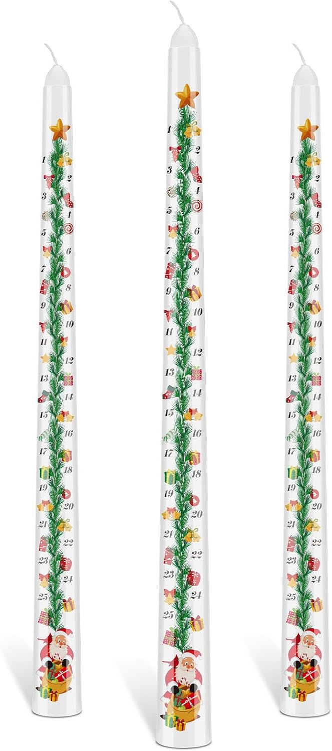 Jutom 3 Pcs Christmas Advent Candle Countdown Calendar Candle Christmas Advent Calendar 12 Inch(Star)