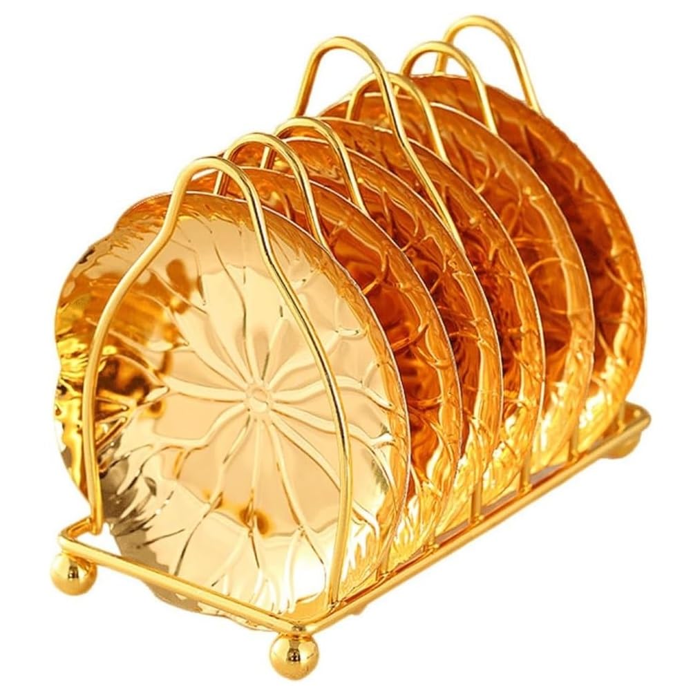 Serviertablett aus Metall, dekorative goldene Teller mit kleinen Snackschalen, inklusive Aufbewahrungsregal für Desserts und Vorspeisen, perfekt für Unterhaltung, 5 Stück