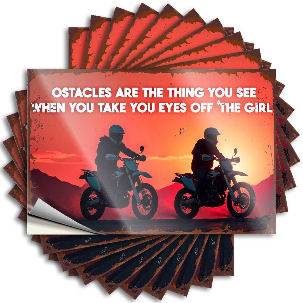Fzfn Colour Overcoming Obstacles: A Motorcycle Adventure At Sunset Funny Western - Tattoo Bottle Waterproof Decal(6X9cm)