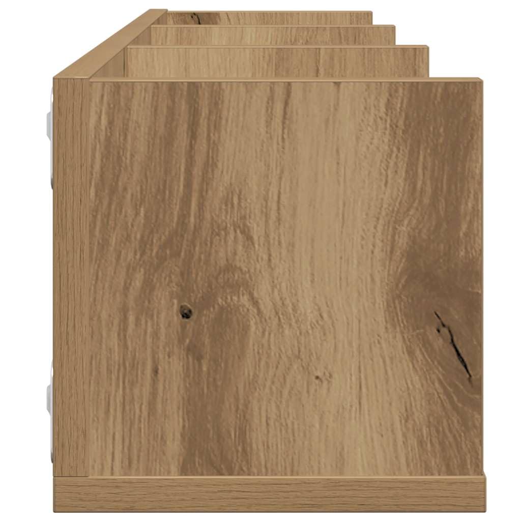 Scaffale da parete per CD in rovere Artisan, 75 x 18 x 18 cm, mensola sospesa in legno, mensola per DVD da parete con 3 scomparti per collezioni musicali, libri e decorazioni