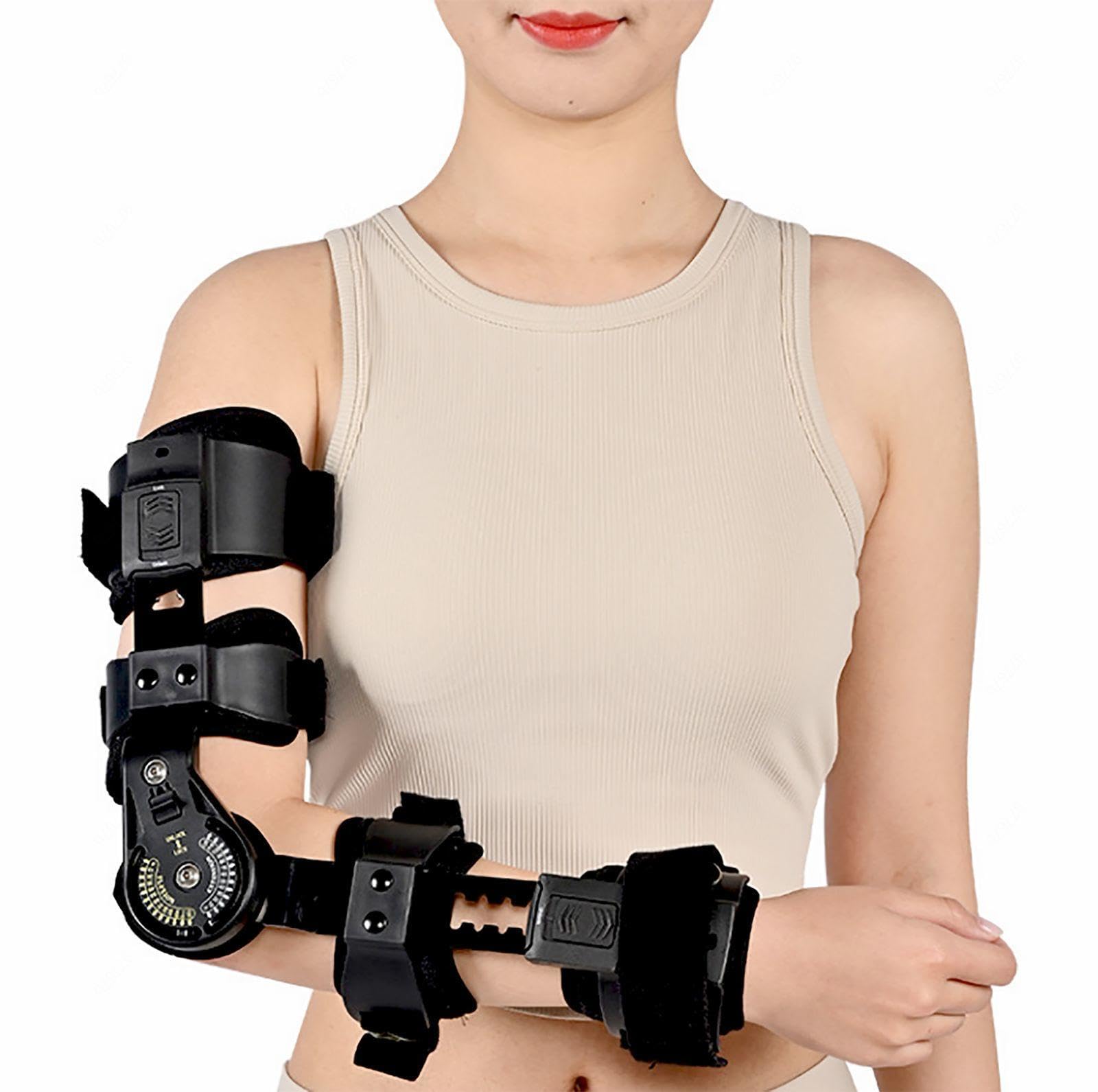Tutore per Gomito Incernierato ROM Regolabile Post OP Tutore per Gomito con Stabilizzatore per Imbracatura per Spalla Stecca per Mano Supporto per Recupero Lesioni Al Braccio Dopo Chirurgia,Right