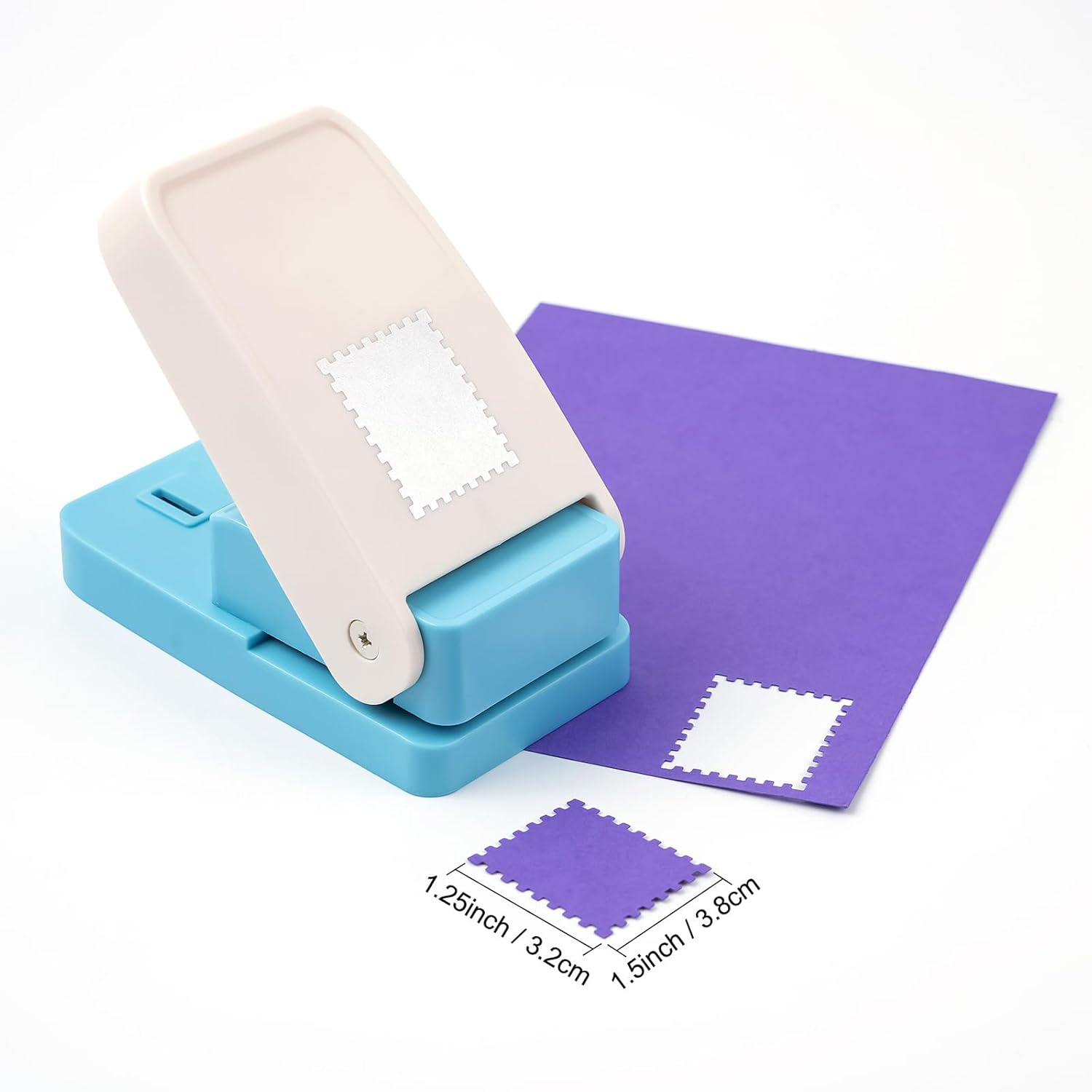 スタンプパンチ 2個 1.5&times;1.2インチ 長方形 &amp; 1.5インチ 正方形 スタンプホールパンチャー 大 切手 ペーパーパ