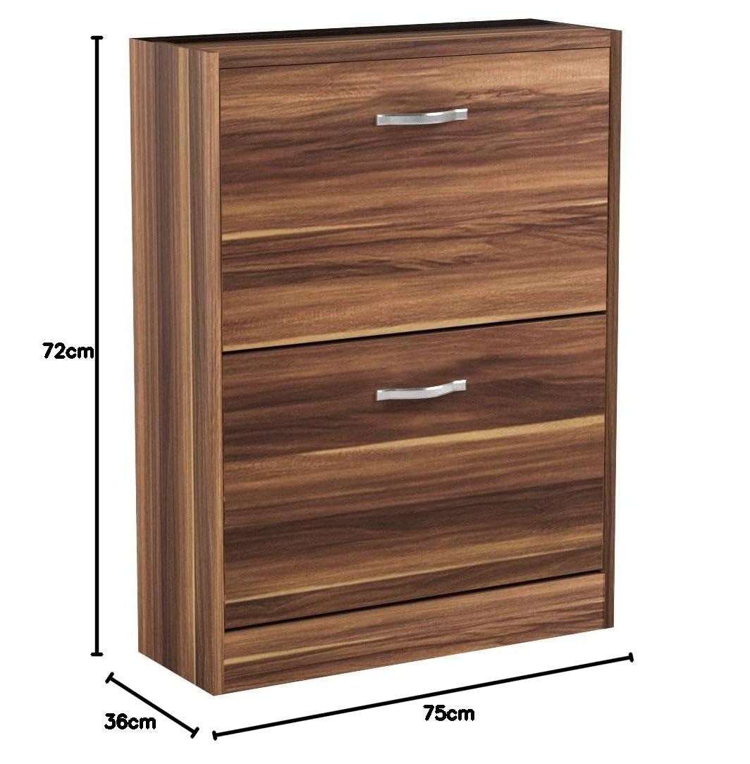 Home Discount 2 Schublade Schrank Schuhschrank Schuhregal Organizer Pull Down Holz Flur Möbel Einheit, Walnuss, Beige