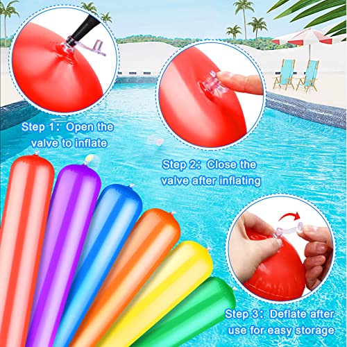12 Pcs 59 Inch Jumbo Inflatable Pool Noodles Colorful Pool Inflatable Sticks Giant Blow Up Pool Noodles Pvc Noodles Float Outdoor Water Games Toy For Adult Kid Swimming Pools Beach Lake Party, 6 Color #TOP3