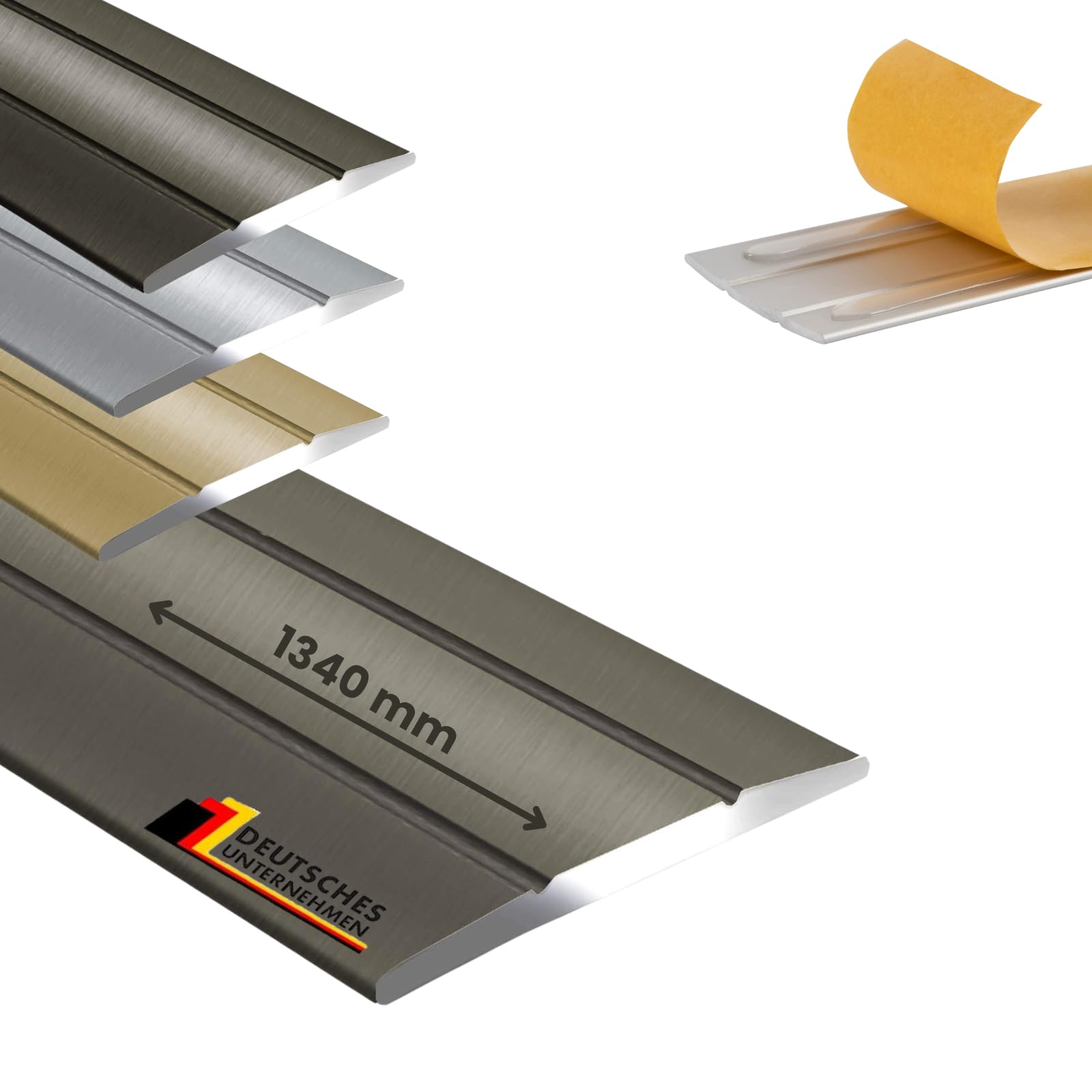 Floordirekt Champagne - Self-Adhesive Metal Transition Strip Profile | Aluminium Flooring Strip For Parquet, Laminate, Pvc, Cork | C-Shape | Pre-Drilled Or Self-Adhesive (Width: 36 Mm | Length: 134 Cm, Champagne) | Self-Adhesive