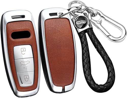 Miniatura 6 de SANRILY Funda de piel sintética para llavero Audi E-Tron 2021 2022 A3 A6 A6L A7 A8 Q7 Q8 S3 S6 S7 SQ7 RS6 RS7 sin llave completa protección completa