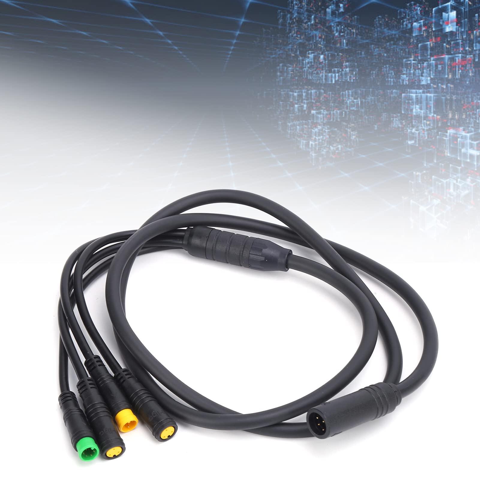 Kabel do Roweru Elektrycznego 1T4 Przedłużacz Czujnika Biegów do Silnika środkowego BAFANG BBS01 BBS02 z Materiałem Nylonowym, wodoodporność IP65, długość Kabla 103 Cm, Szerokie