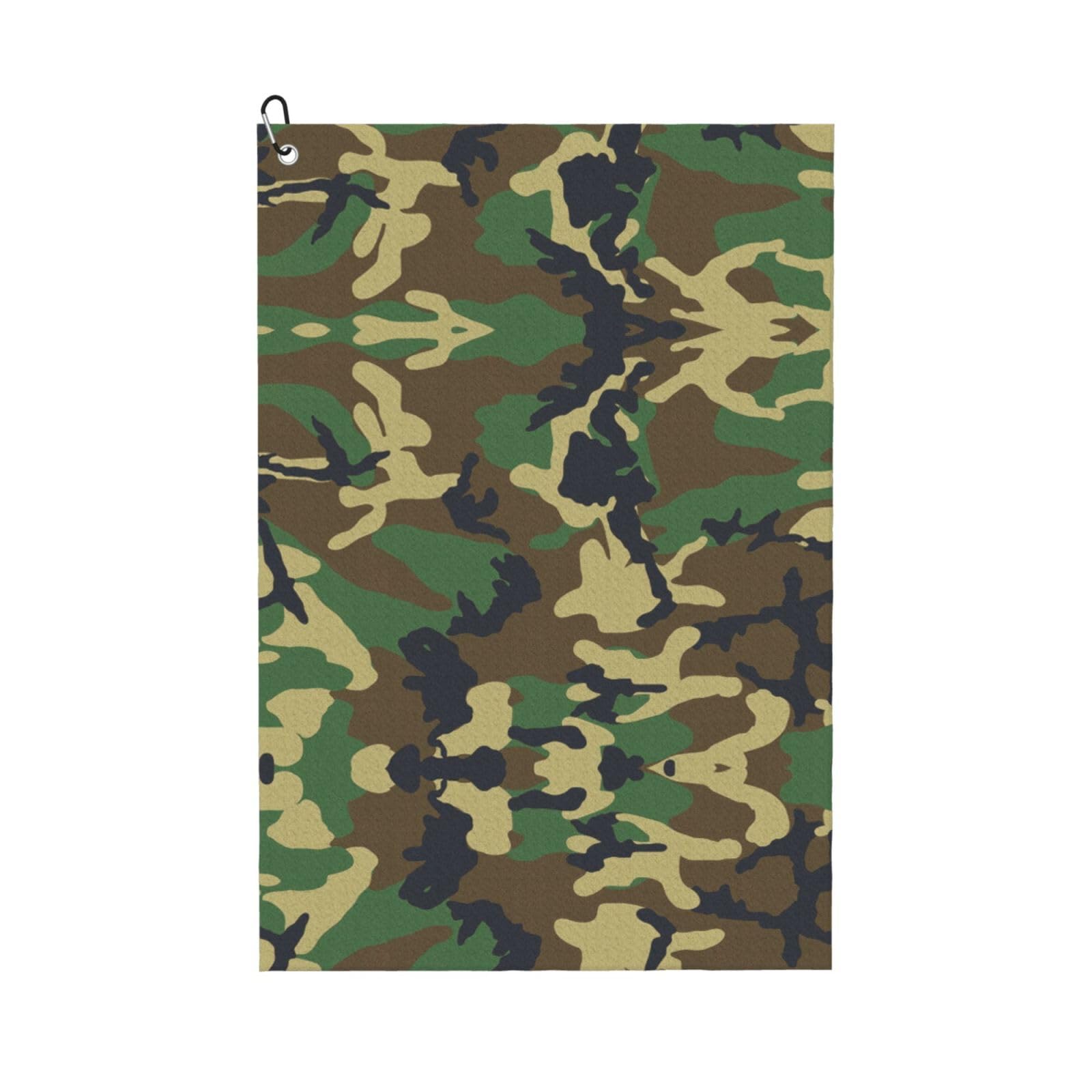 VCzsdff Green Military Camo Printing Durable Golf Towel,Microfiber Waffle Golf Towel With Carabiner Clip,Must Have Golf Accessories