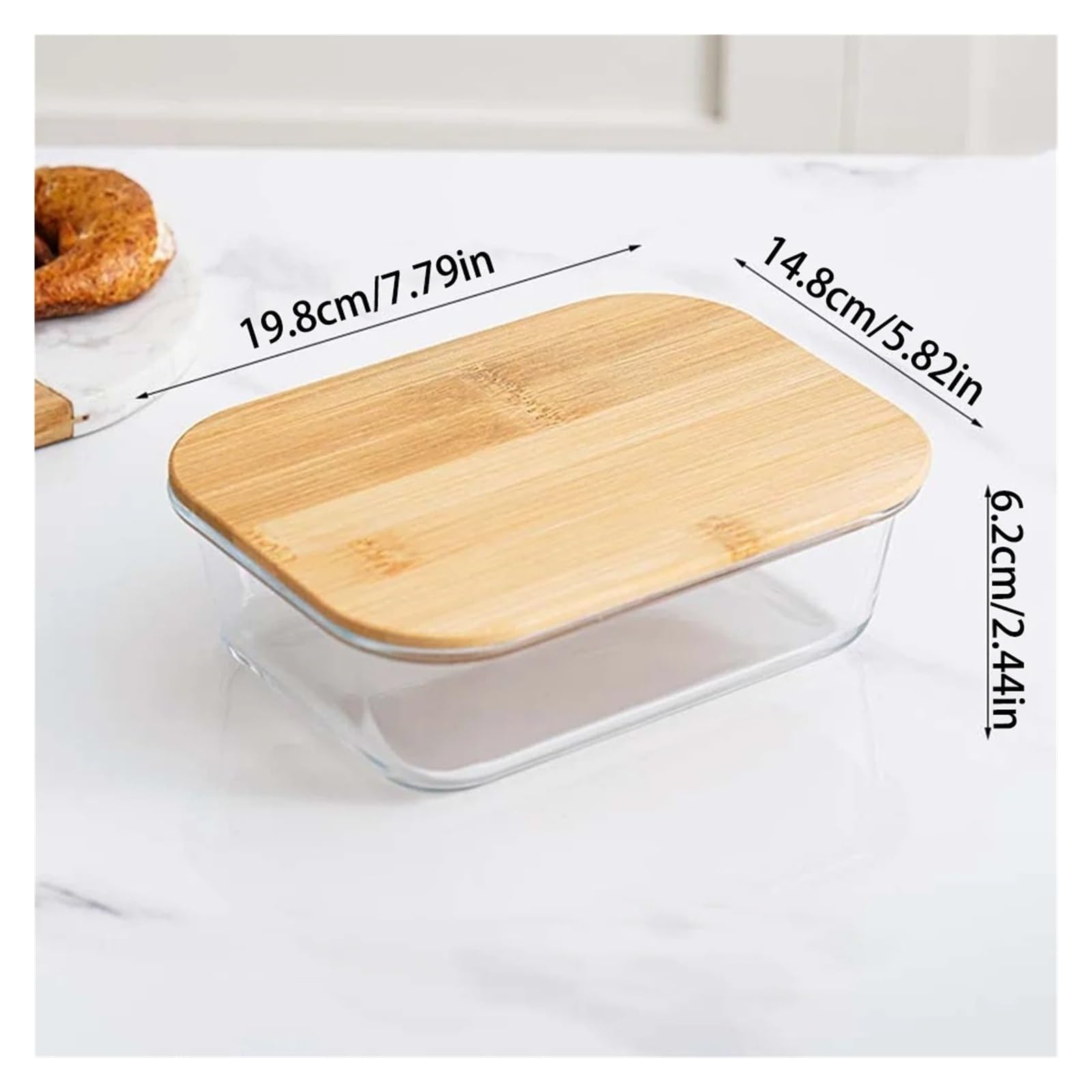 Boîte à lunch ménagère avec couvercle en verre et bois de bambou, idéale for conserver la fraîcheur des aliments micro-ondes