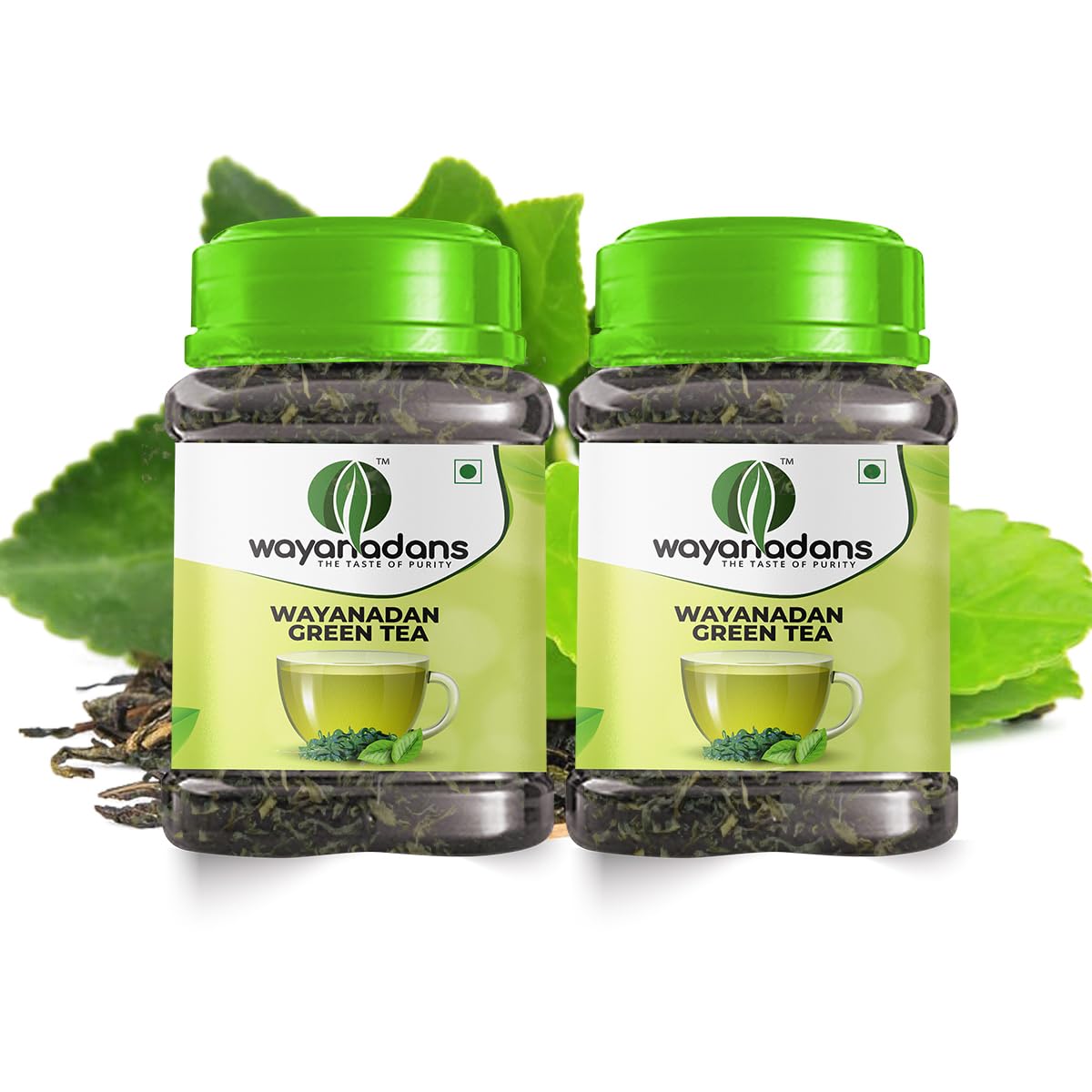 WAYANADANS Premium Organic Whole Green Tea - 50g Loose Leaf (Pack of 2) - Boost Brain Function, Rich in Antioxidants, Supports Heart Health, Pure & Organic