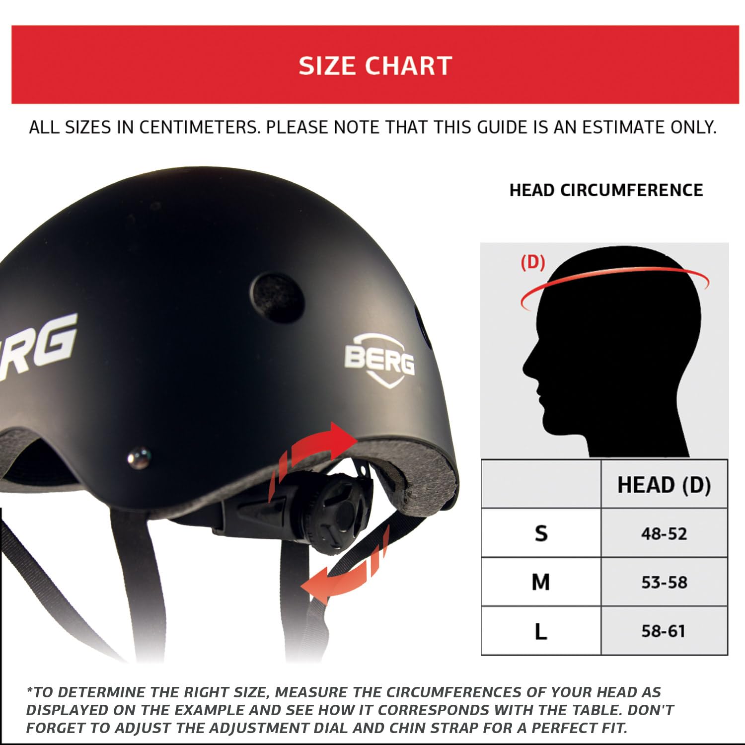 BERG Casque Enfant S Negro 48-52 cm ajustable