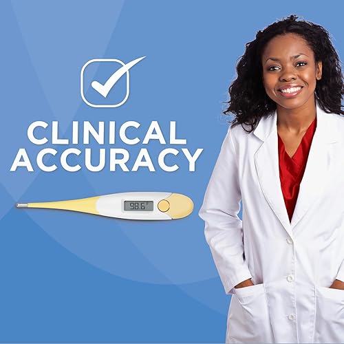 Miniatura 6 de Veridian Healthcare Termómetro digital  Lectura de 10 segundos  Fahrenheit y Celsius  Punta flexible  Alerta de fiebre  1 año de garantía