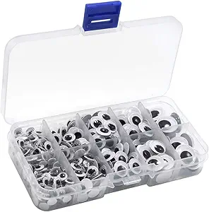 450Pcs Black Wiggle Googly Eyes with Self-Adhesive, 6mm 8mm 10 mm 12mm 15mm Mixed Packaging,3 Years and up