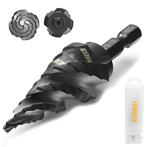 Broca de cobalto M35 con cuatro flautas en espiral, 316 a 78 pulgadas (12 tamaños de paso), ideal para metal, acero inoxidable, madera, plástico,