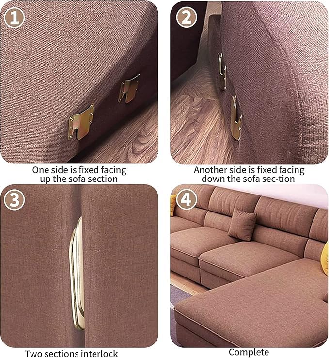 Aakash Decor 4 Pcs Gold L Shape Jointer Sofa Connectors Furniture Bracket Metal Sofa Interlocking Sofa Bracket with Mounting Screws 3