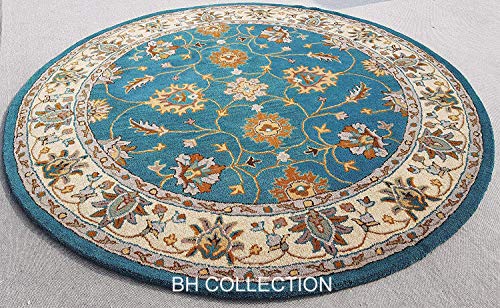 Image of Classical Look Handmade Round Carpet with Super Soft & Pure Woolen Carpet for Your BEDROOMS & Living Room with 1 INCH Pile Height 4 X 4 FEET (120x120 cm) Multi