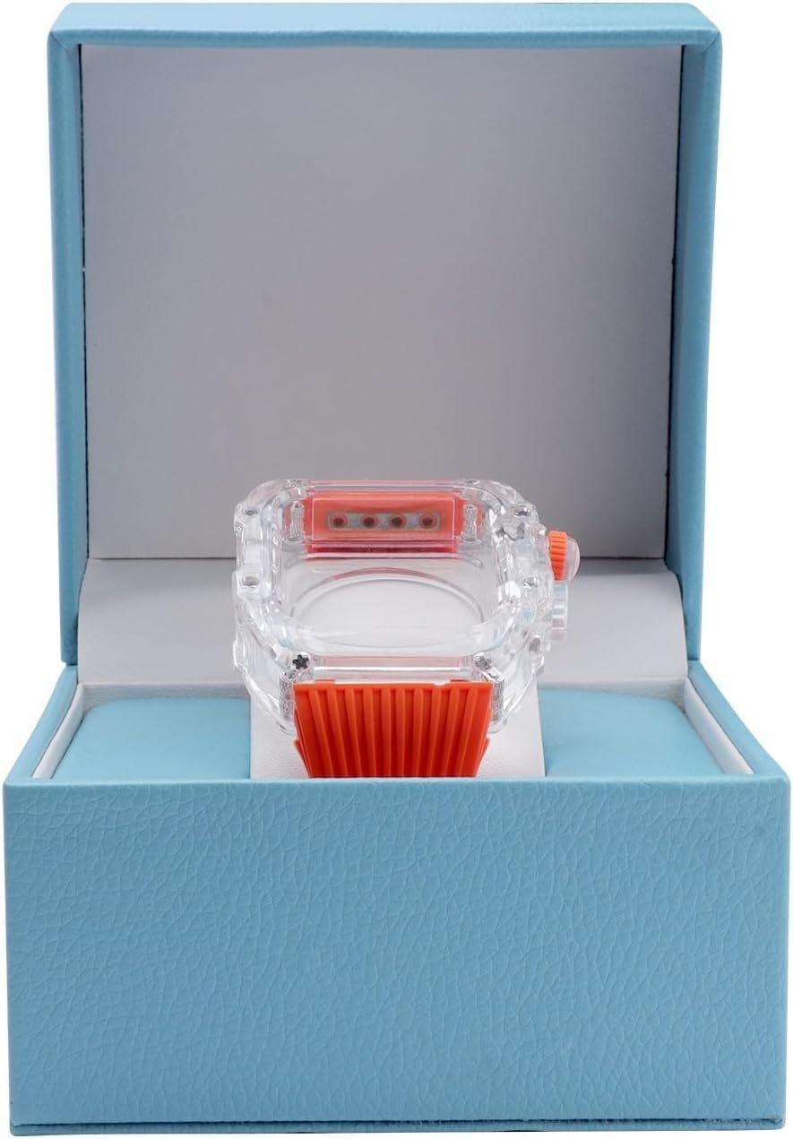 Lightweight Transparent Watch Case Silicone Band，For Apple Watch Series 8 7 6 5 4 SE 45mm 44mm Replacement，Men Women Transparent Watch Bezel Case Strap Mod Kits