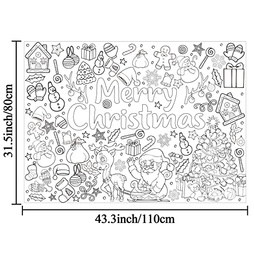 Image of Christmas Coloring Books for Kids Xmas Giant Coloring Poster Holiday Large Coloring Tablecloth Christmas Gift Huge Table Cover for Boys Girls Classroom Home Party Supplies Favor 31.4 x 43.3 Inch