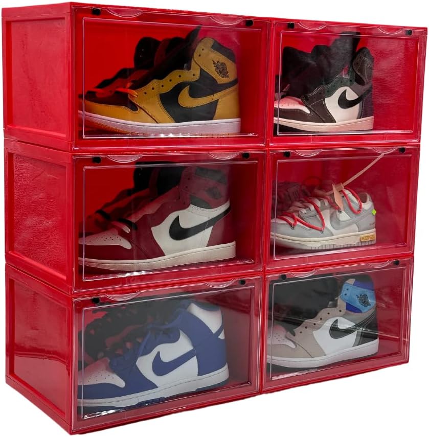 Sneaker Throne Drop Sides 6 Pack- Stackable Acrylic Drop Sides Boot and Shoe Box