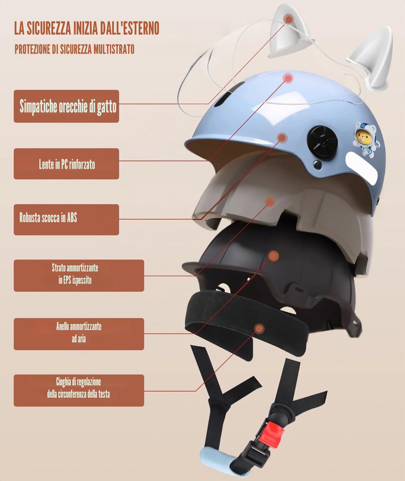 Casco Da Moto Demi Jet Per Bambini, Casco Da Moto Per Bambini, Casco Da Scooter Omologato ECE Con Visiera Parasole, Alla Moda Per Ragazzi E Ragazze Dai 4 Ai 14 Anni F,47-55CM