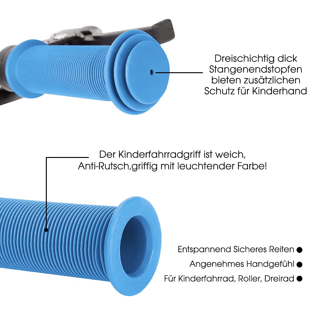 Manopole Per Bici Bambini 22mm | Impugnature Morbide E Sicure Per Manubrio | Antiscivolo E Antiurto | Lunghe 105 Mm Per Bici, Triciclo E Scooter