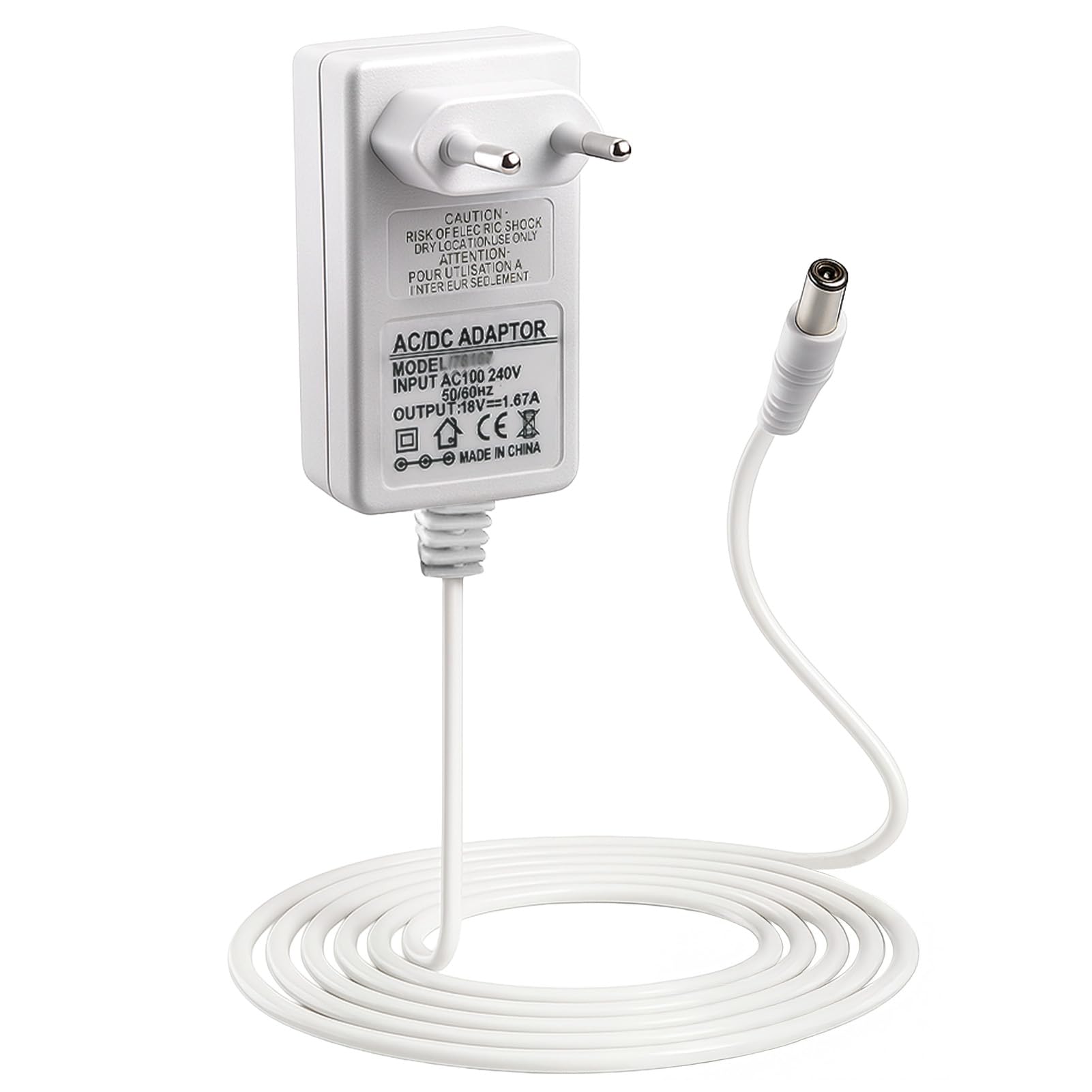 Adaptador de 30W para Echo (3ª/4ª Gen), Echo Show 8/10 / 15/21, Echo Plus 2ª Gen, Echo Show 2ª Gen, Cargador de Reemplazo con Cable 2m, 18V 1.67A Adaptador Corriente Blanco