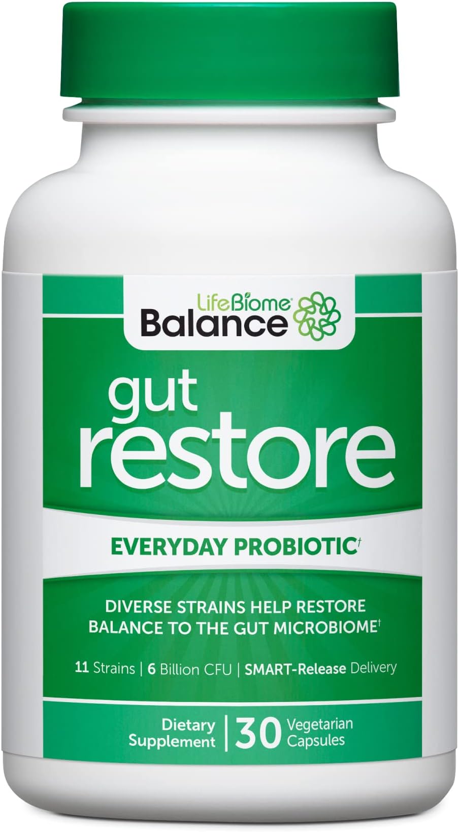 Dr. Drew Sinatra’s LifeBiome Gut Restore, Everyday Microbiome Probiotic with Fermented Botanicals, 11 Multi Strains, 30 Once-Daily Capsules, Vegetarian, Soy-, Dairy-, and Gluten Free