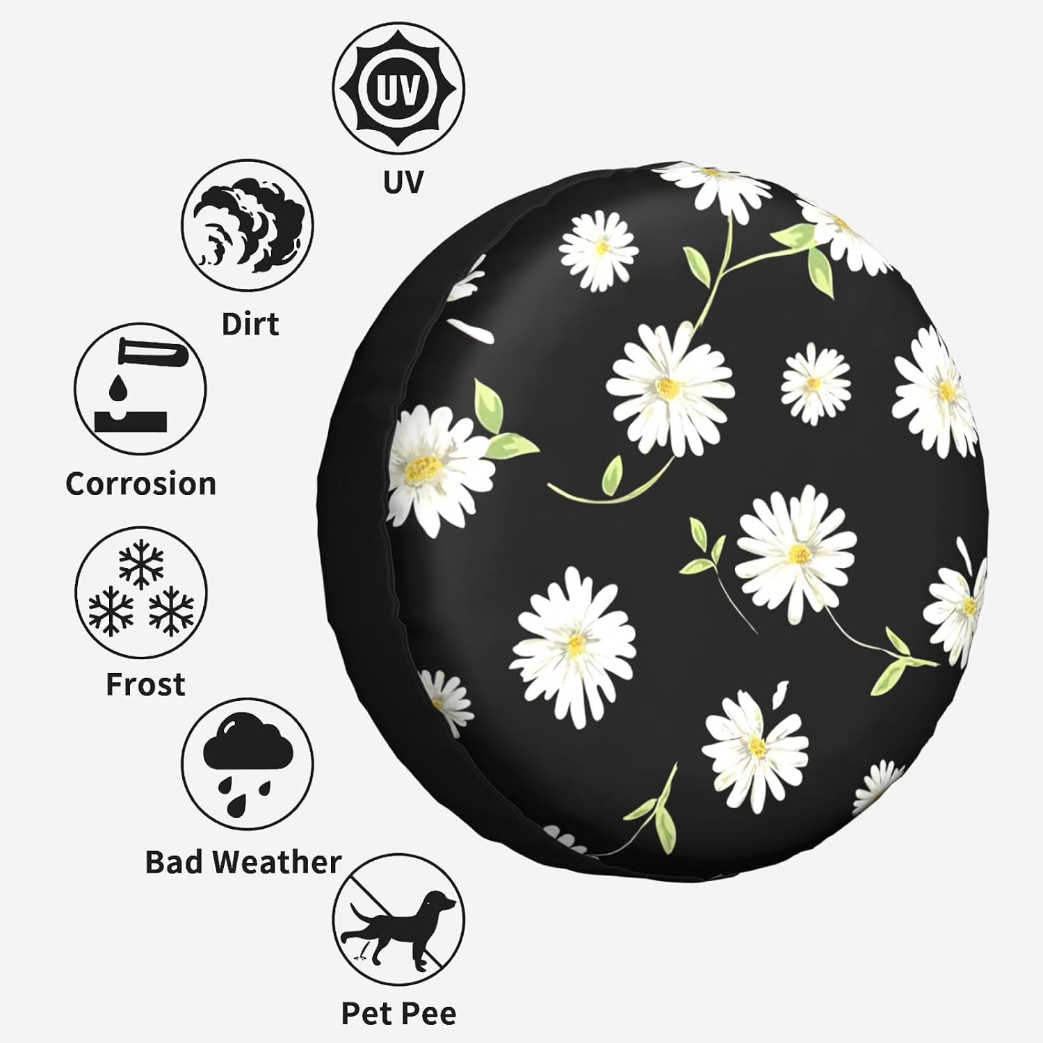 Daisy Print Tire Cover Universal Spare Wheel for Trailer Rv SUV Truck Camper Travel Accessories